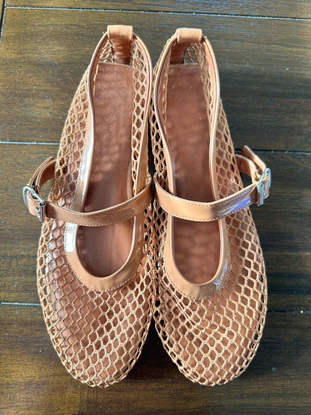 Women’s Tan Mesh Mary Jane Flats